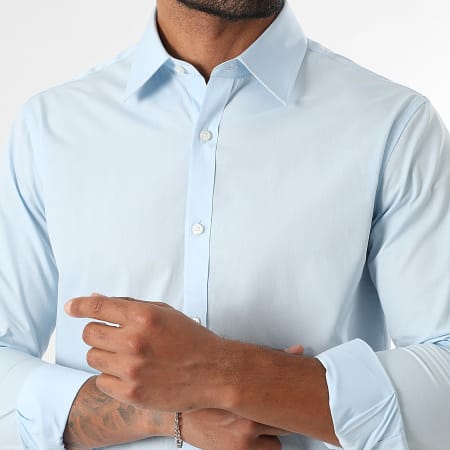 LBO - Lote de 2 camisas de popelina de manga larga 0007 0009 Negro Azul claro